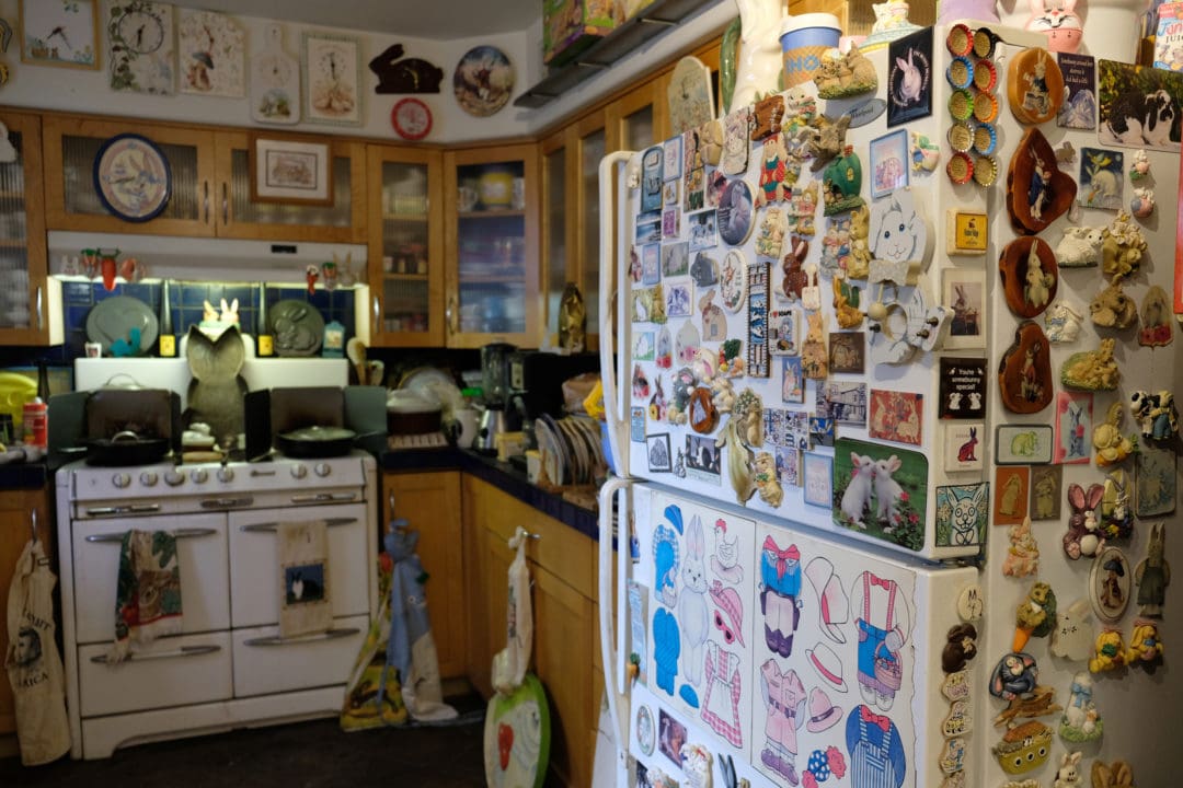 The kitchen gallery contains bunny foods, pot holders, dishes, and more rabbit-themed housewares.