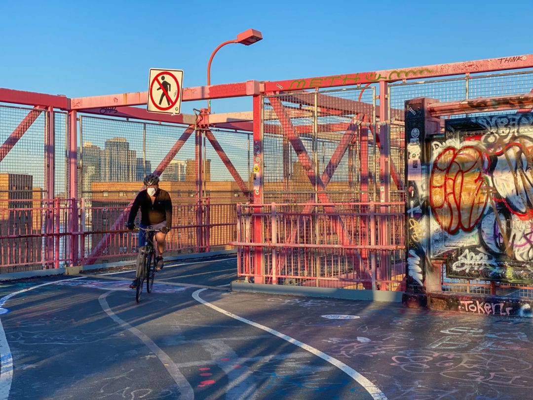 The Williamsburg Bridge normally guides about 7,000 pedestrians from Williamsburg, Brooklyn, to the Lower East Side of Manhattan every day. 