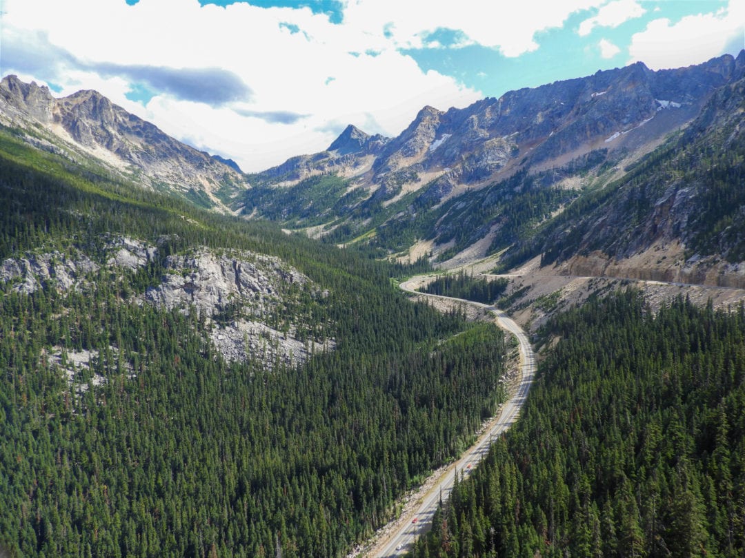 The road through North Cascades National Park