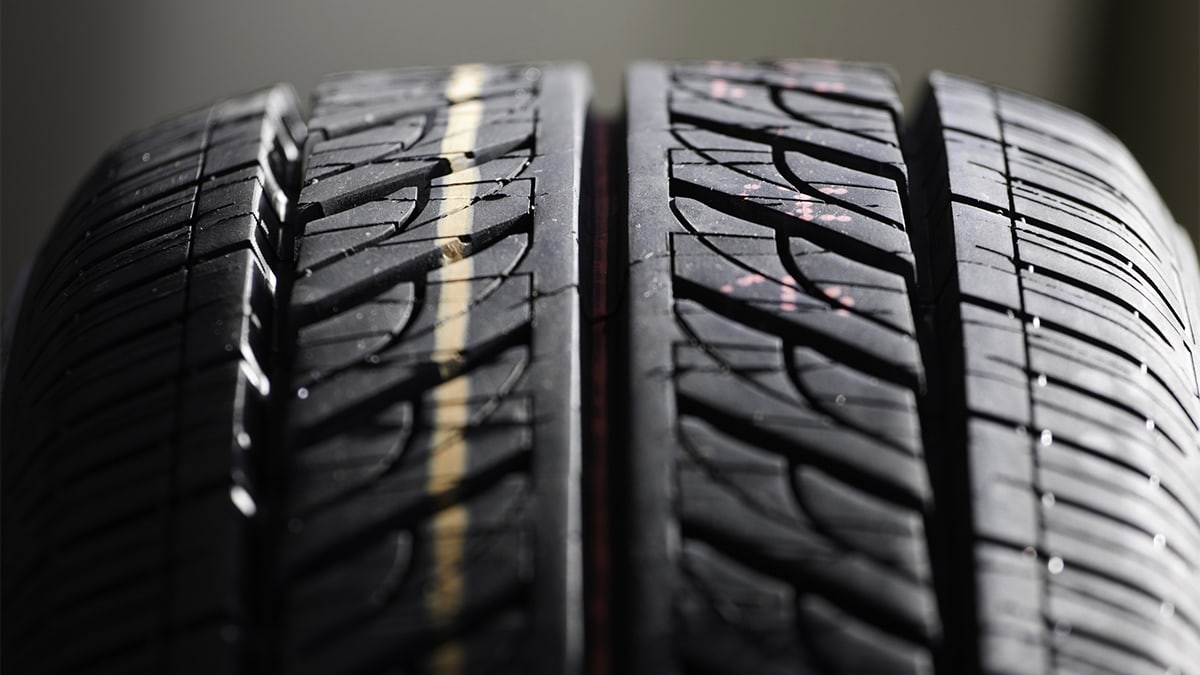 Close up of tread on a tire