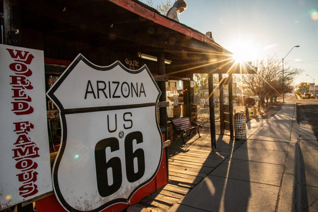 Sunset along historic Route 66.