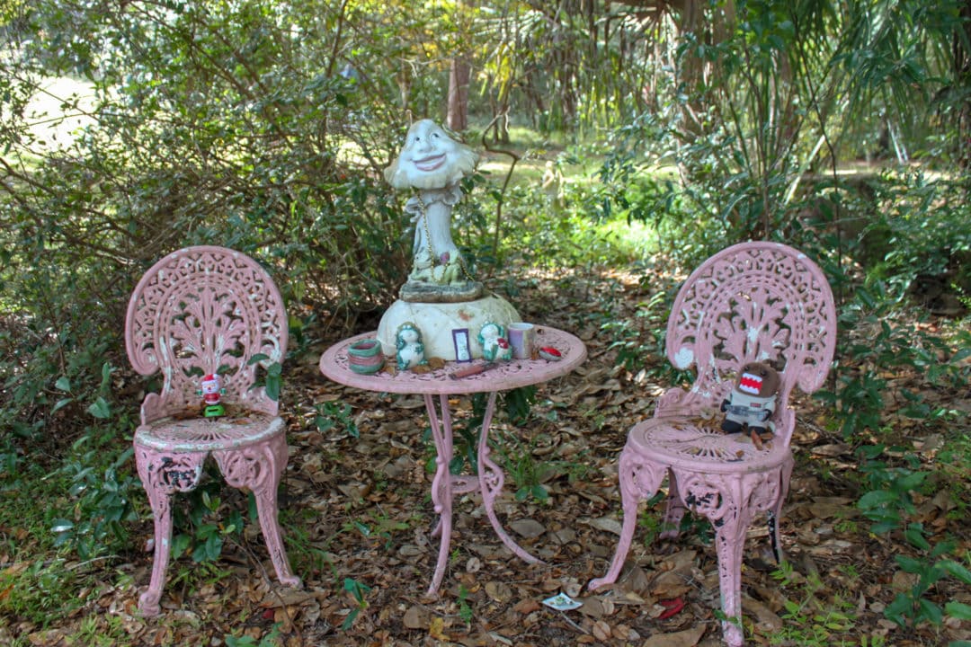 Chairs along the Fairy Trail.
