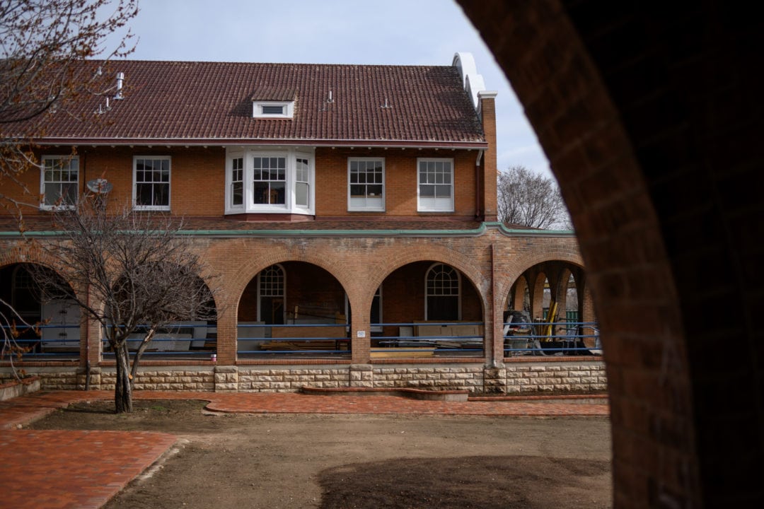 View of the courtyard from restaurant.