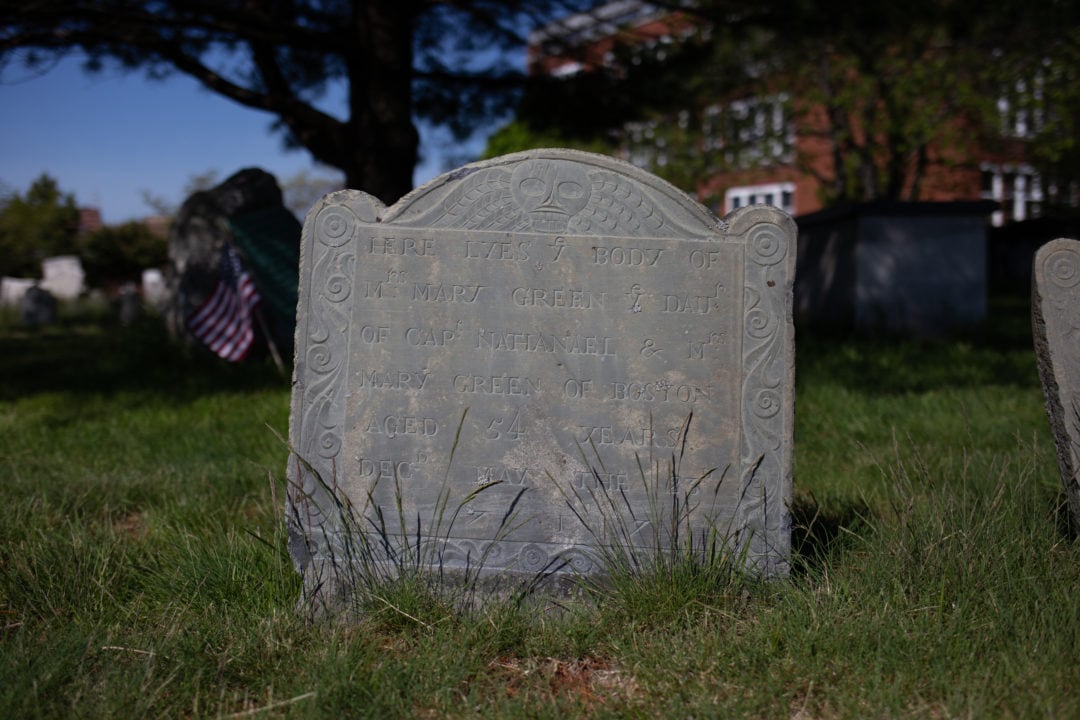 The grave marker of Mary Green.