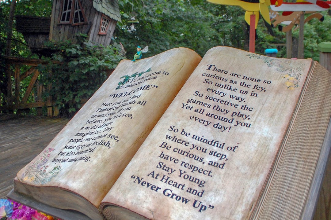 Book at the entrance of the Sleepy Hollow fairy garden