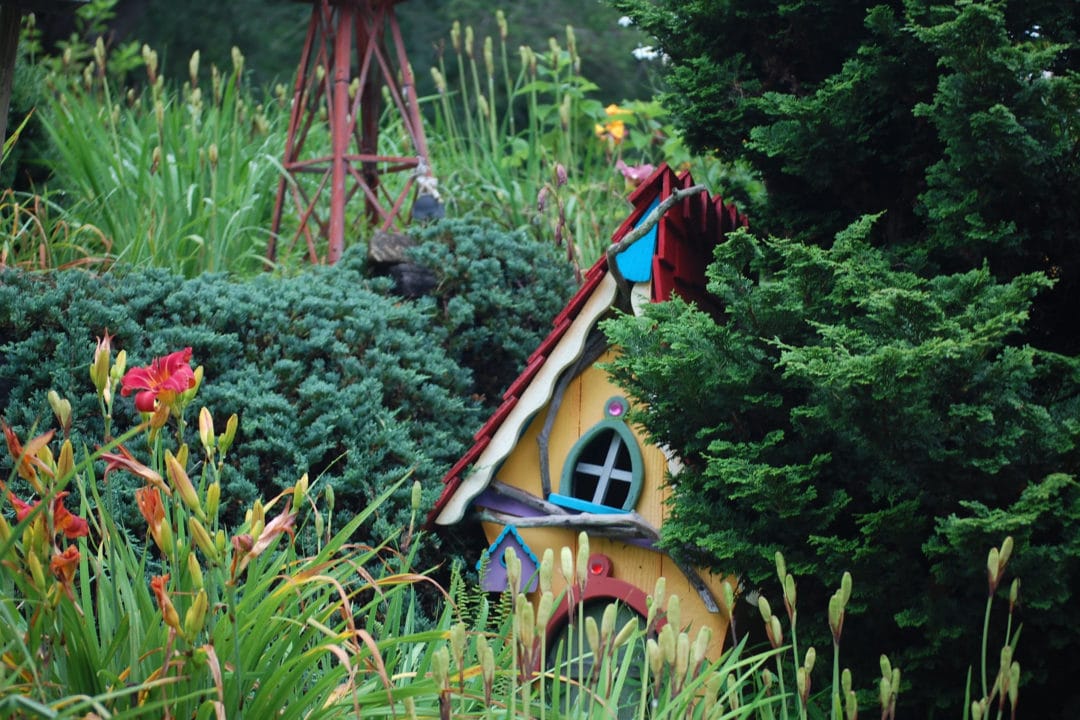 Fairy house surrounded by greenery at Sleepy Hollow