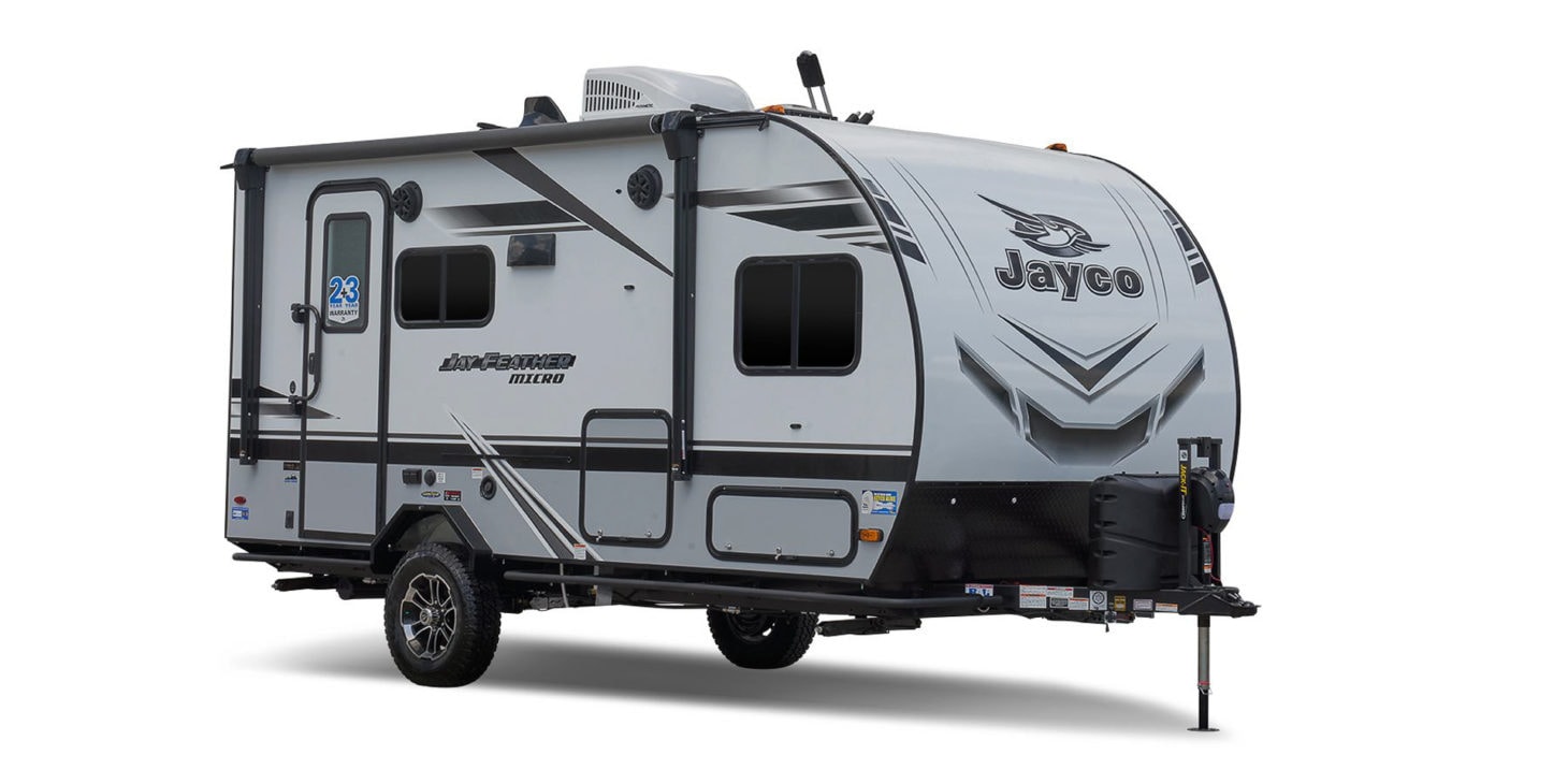 Product photo of the Jayco Jay Feather Micro on a white background