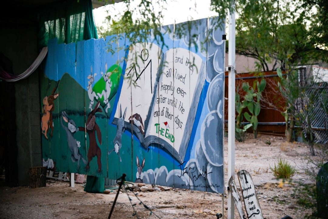 Valley of the Moon painted storybook fence with rabbits
