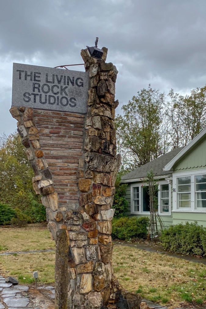 Living Rock Studios welcome sign.