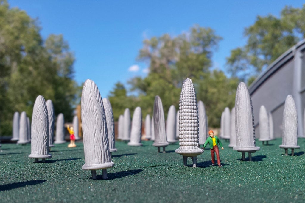 World's Smallest Version of the field of giant corn cobs.