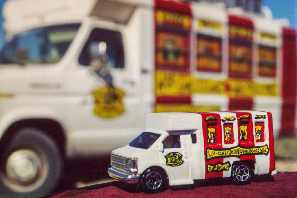 The original Mobile Museum and its own miniature version.