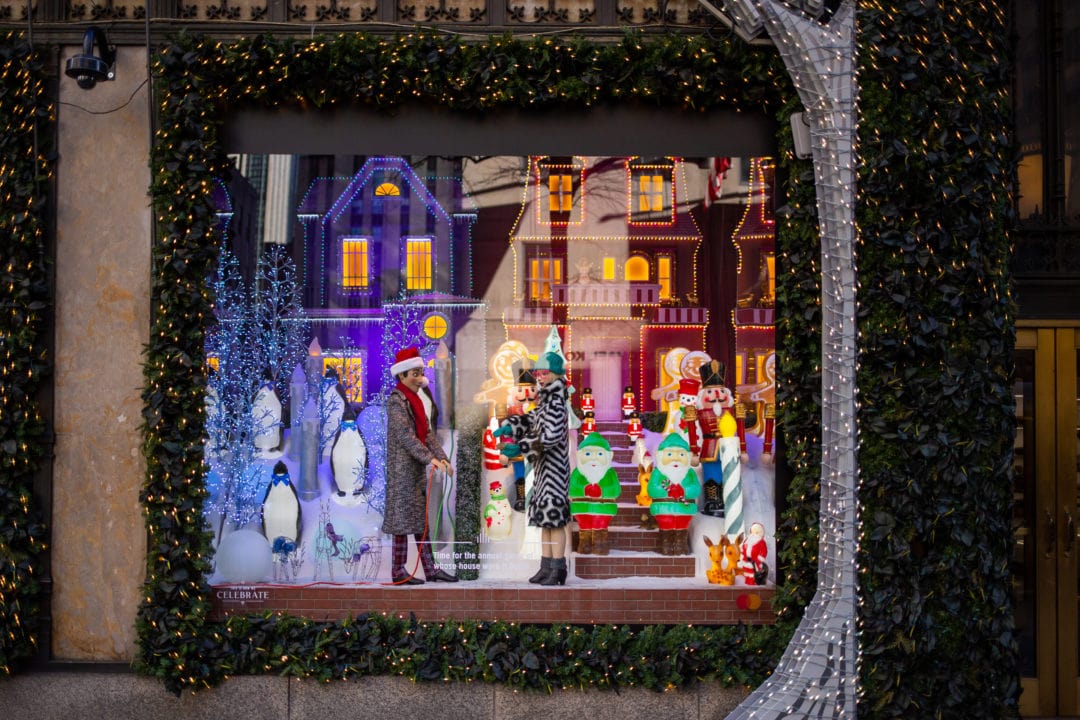 A Saks window pays tribute to the elaborate lights displays in the south Brooklyn neighborhood of Dyker Heights.