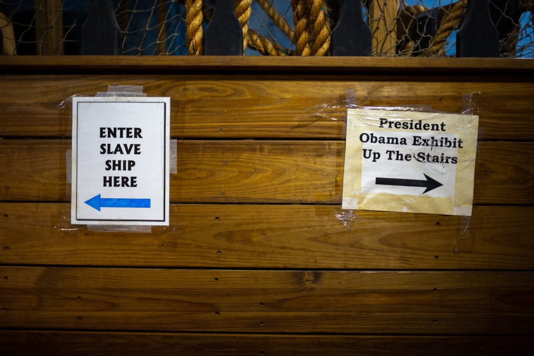 Directional signage on the slave ship.