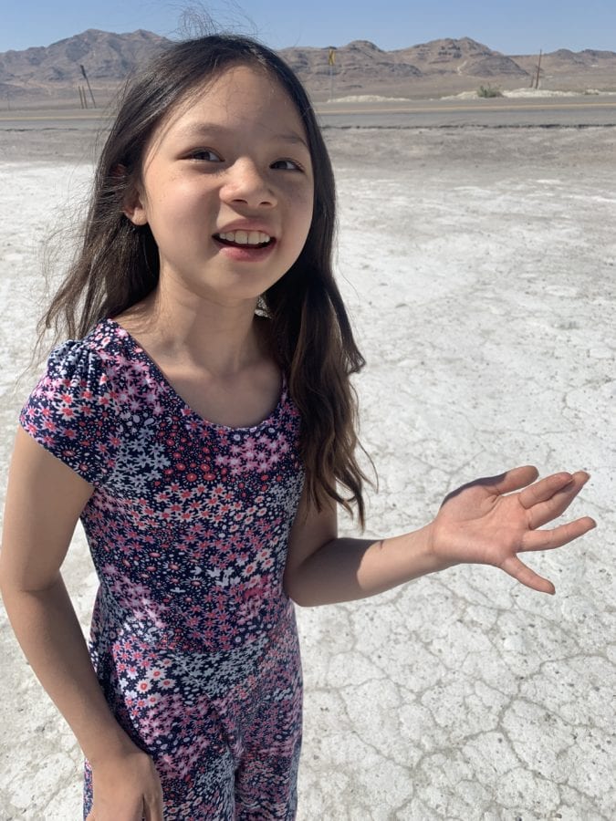 Young girl on the Bonneville Salt Flats.