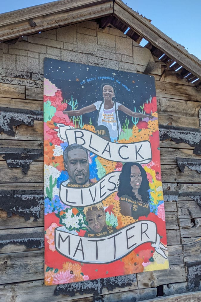A Black Lives Matter mural.