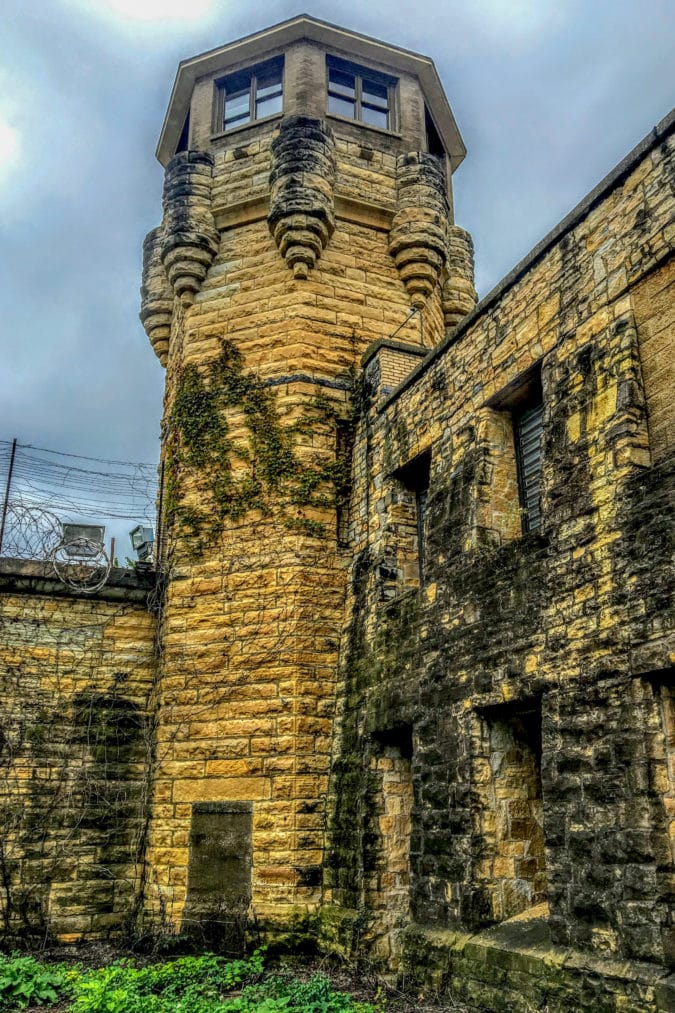An imposing guard tower.