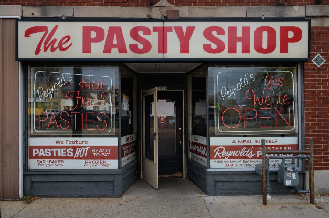 Work at Reynold's Pasty Shop starts at 5 a.m. Employees hand-chop high-quality ingredients and stuff them into hand-rolled dough to create the meat- and vegetable-filled Midwestern delight. Convenient and filling, the "meal in itself" is served hot.