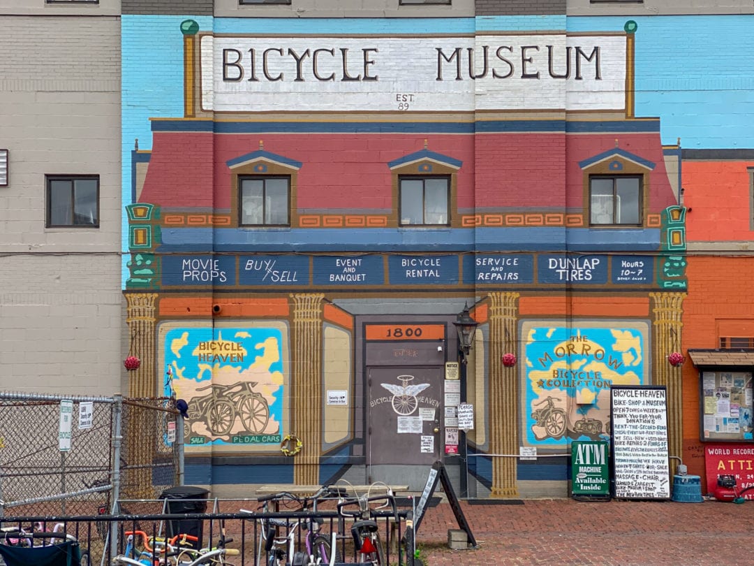 A mural outside of Bicycle Heaven.