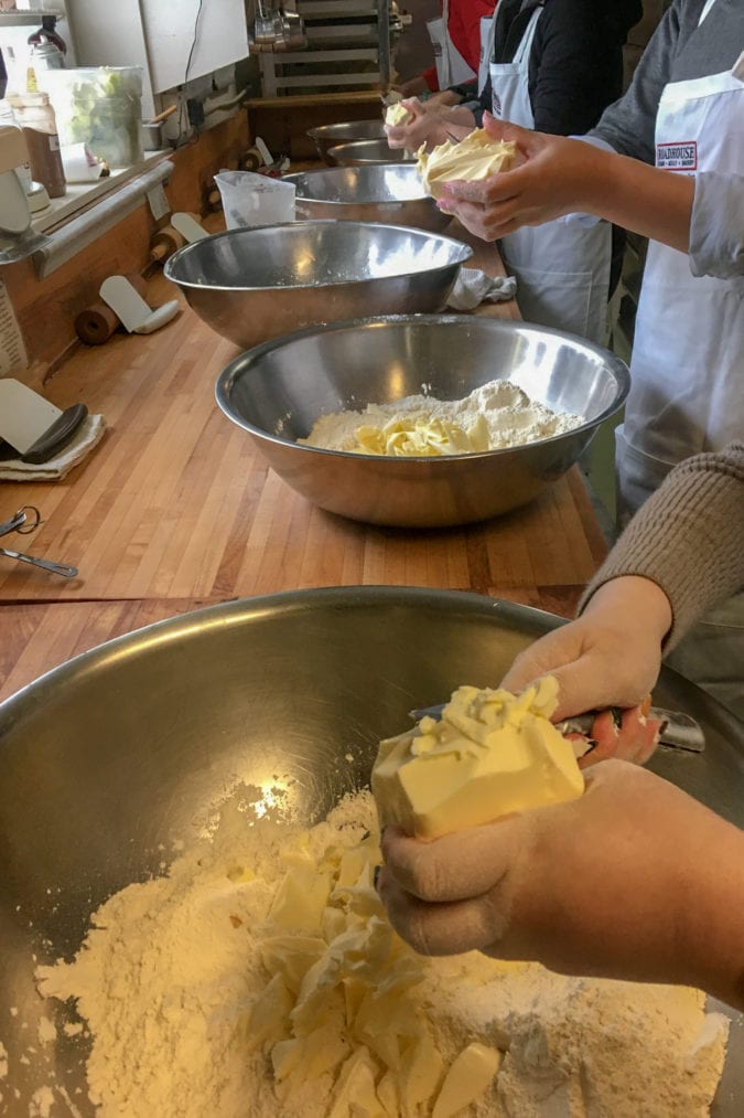 Making pies.