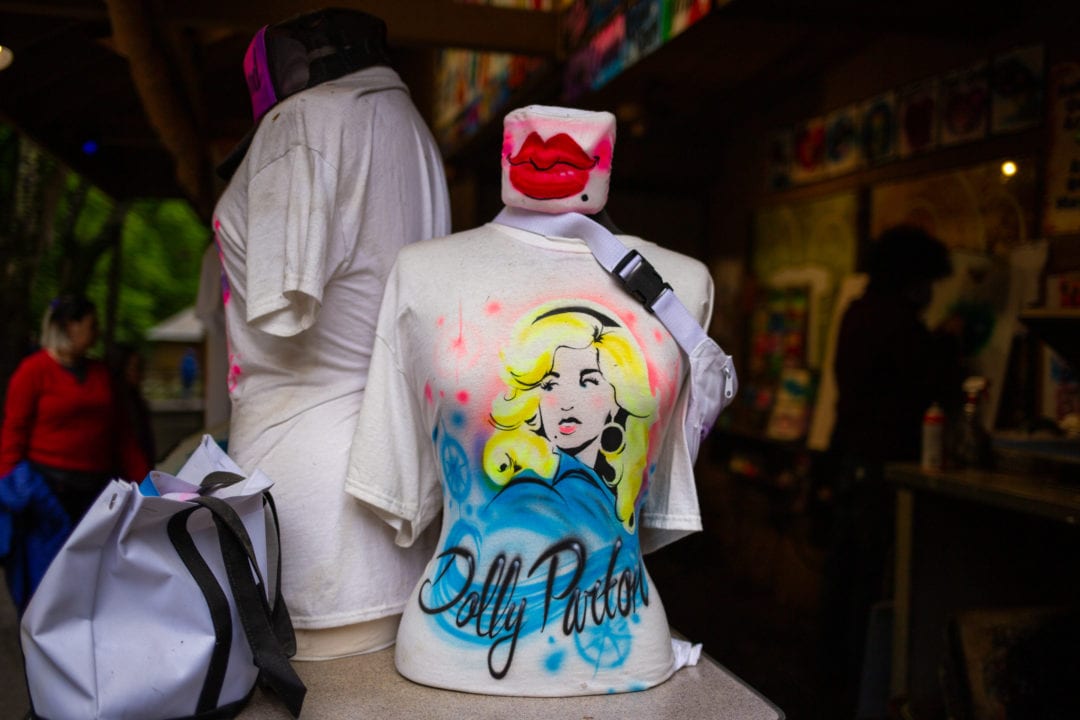 an airbrushed tshirt with an image of dolly parton