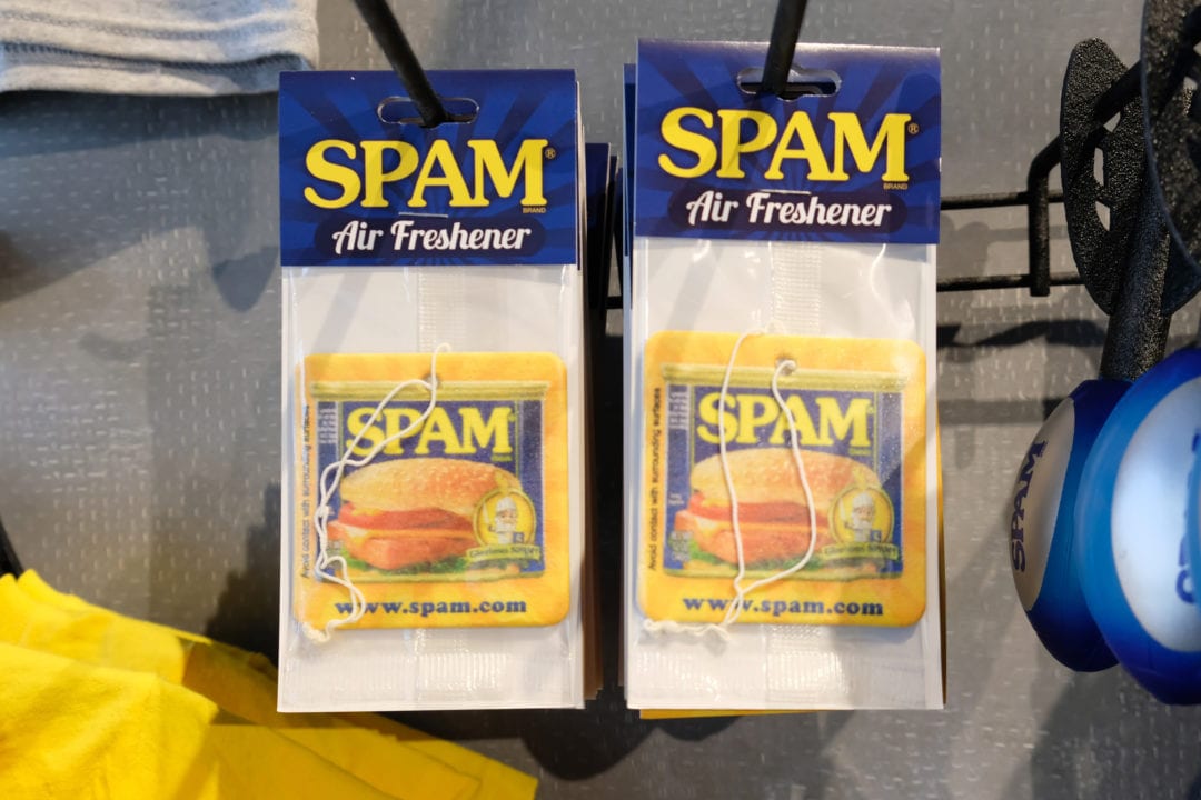 two car air fresheners for sale that look and smell like cans of spam