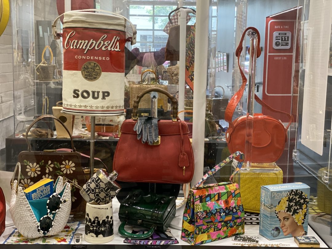 purses inspired by pop art including one shaped like a campbells soup can