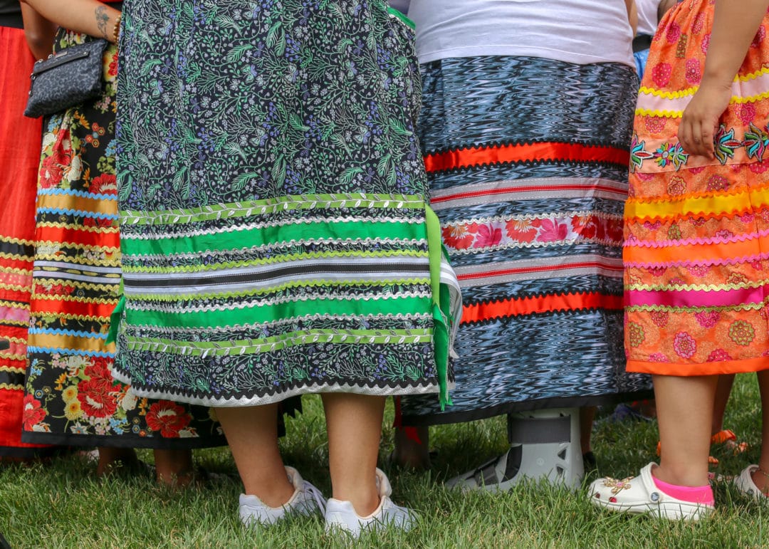 Long colorful skirts.