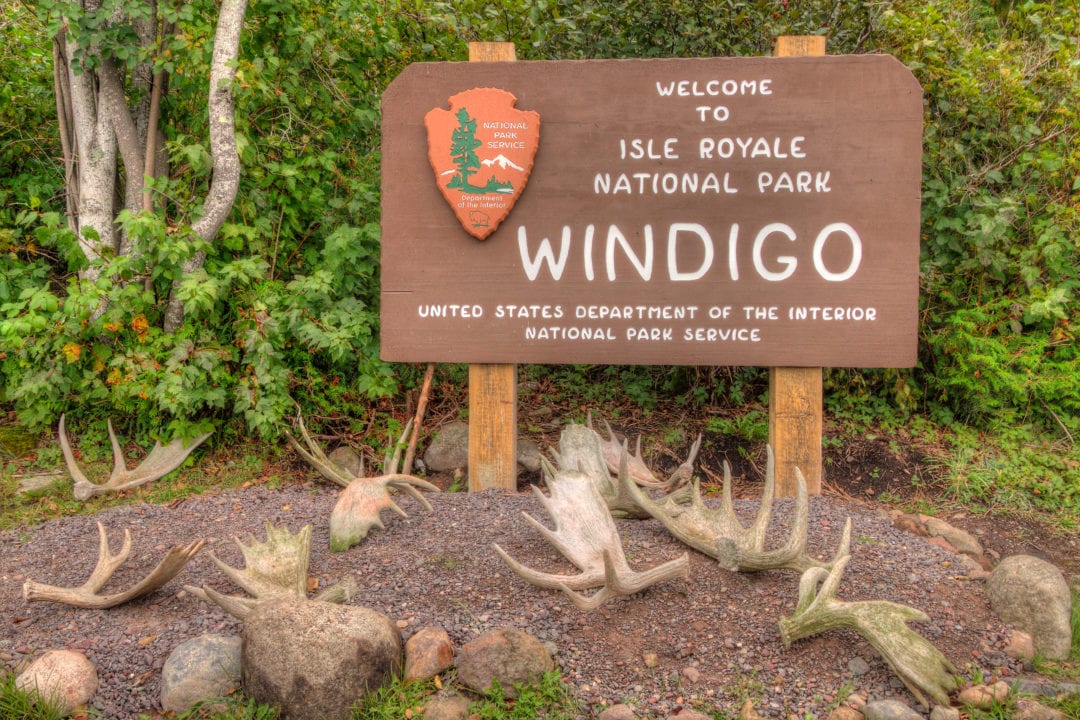 entrance sign to Isle Royale national park