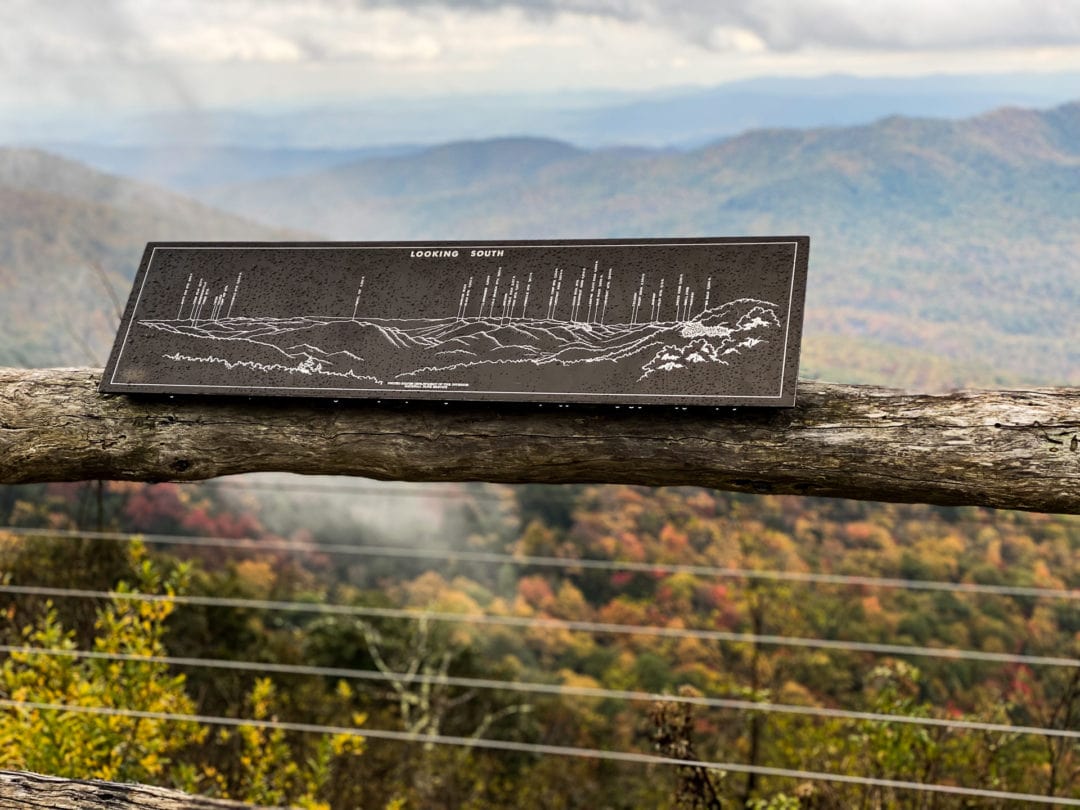 Sign showing the elevation and points at mountain outlook