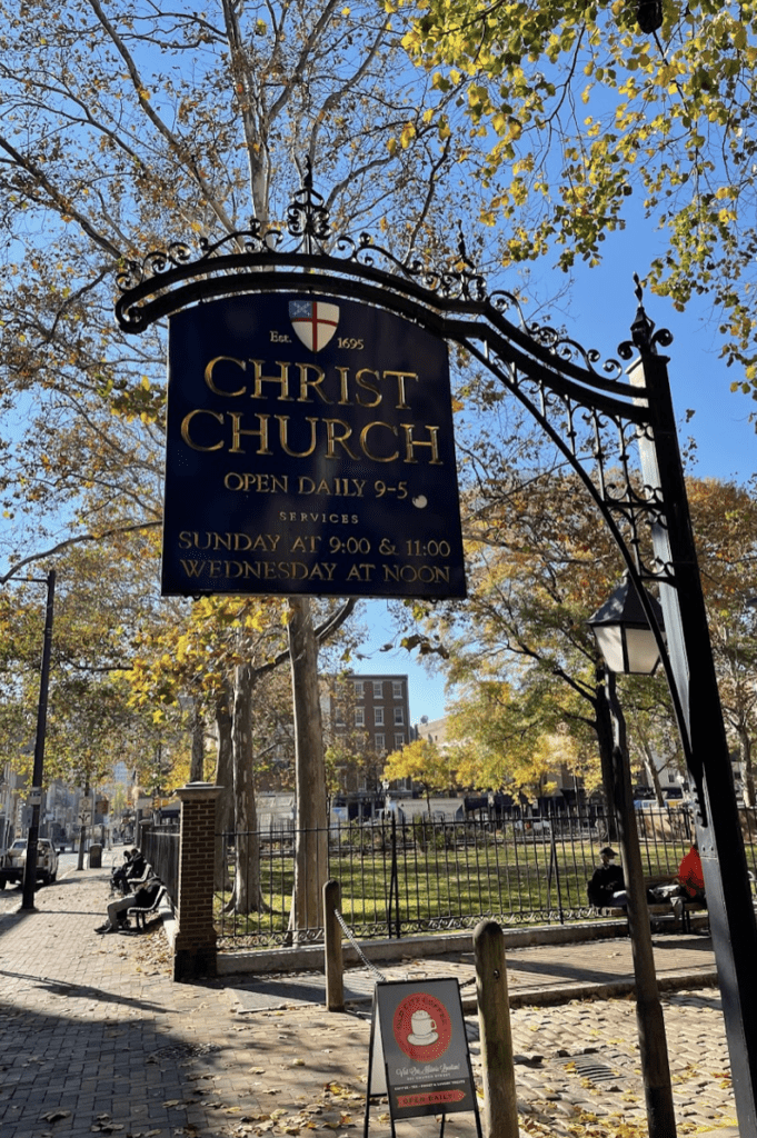 Signage for Christ Church in Philly