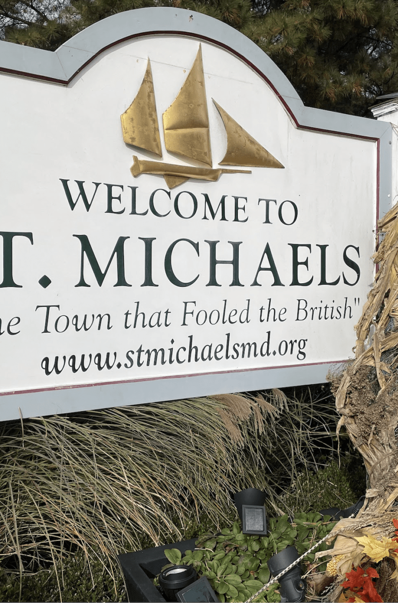Welcome sign for the town of St. Michaels