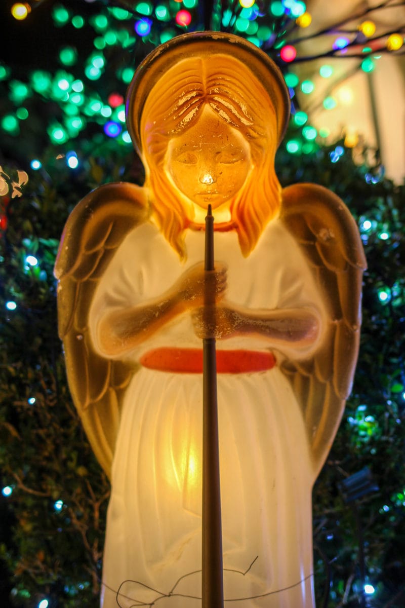A light-up angel Christmas decoration 