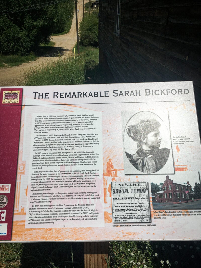 Monument marker for Sarah Bickford, a Black female landowner in Montana