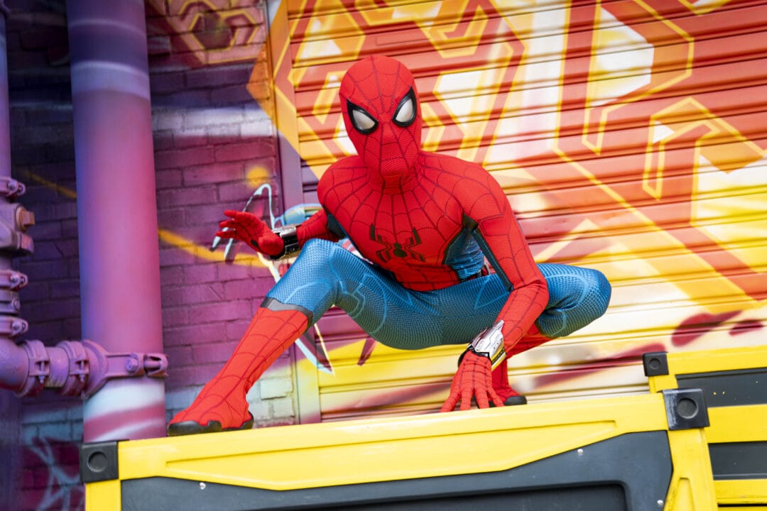 Spider-Man actor posing at Disneyland