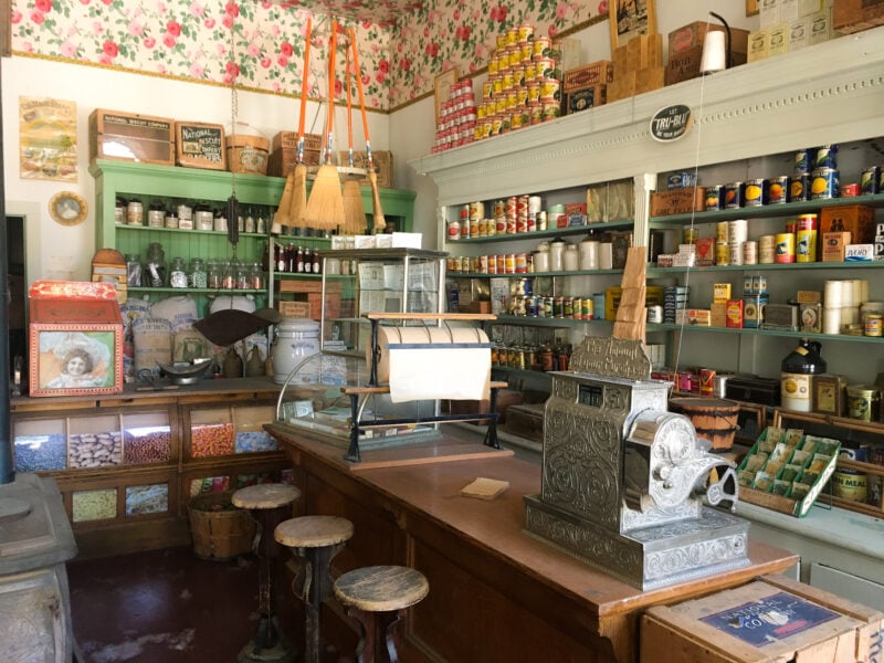 Old school pharmacy filled with antique good and register
