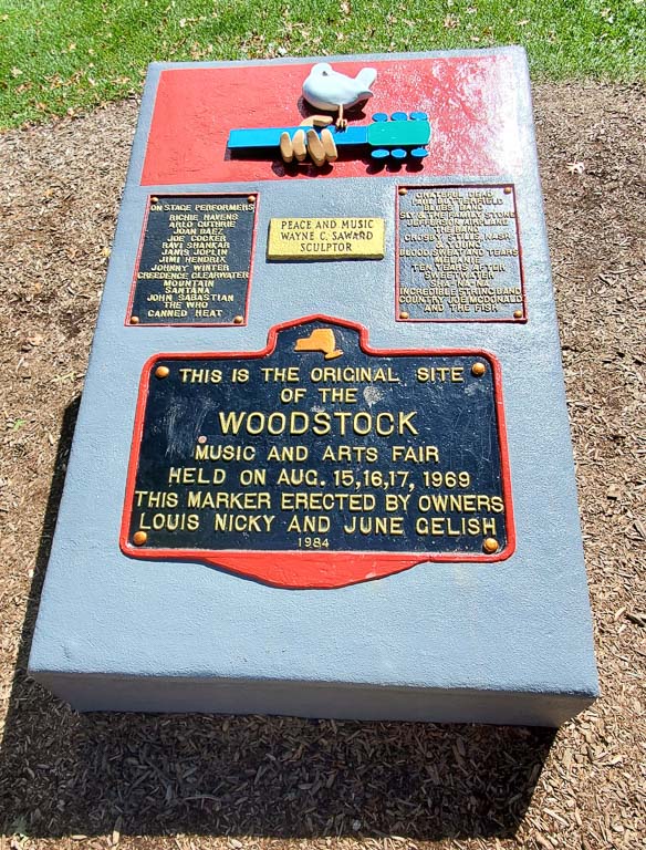 Woodstock plaque commemorating the 1969 music festival