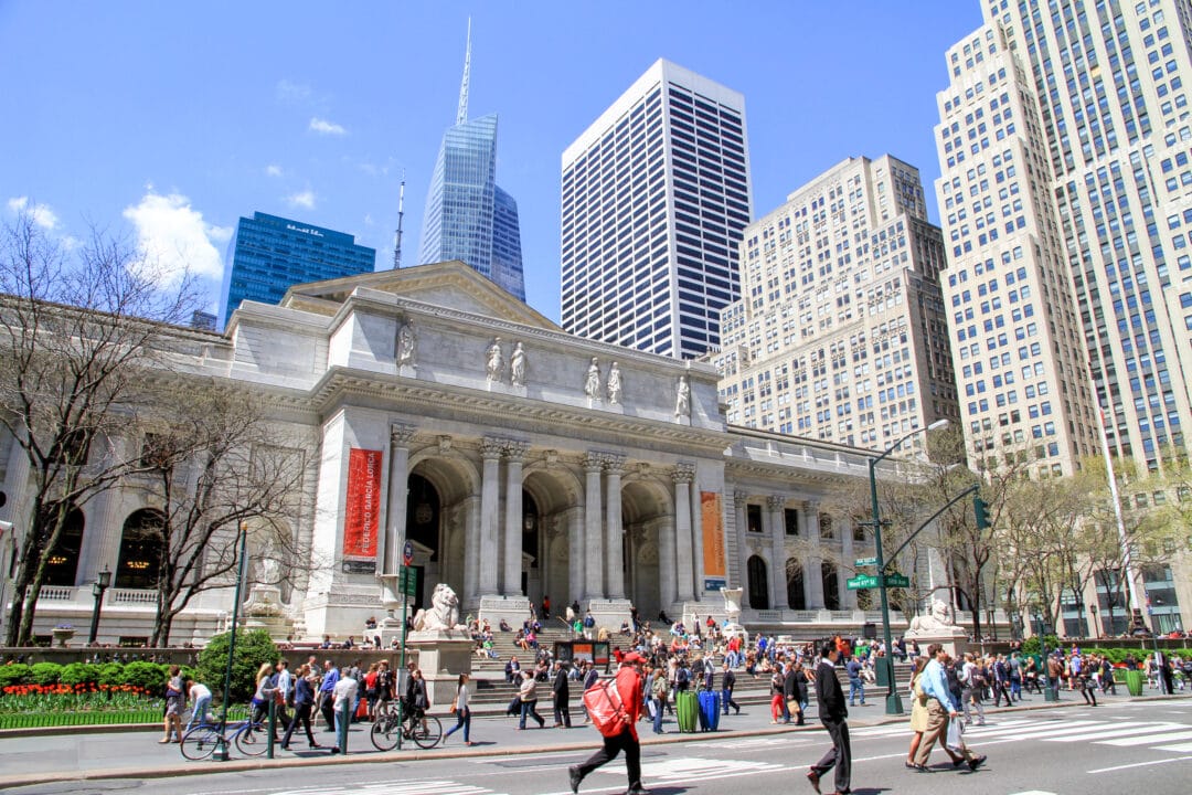 the main branch of the new york public library in new york city