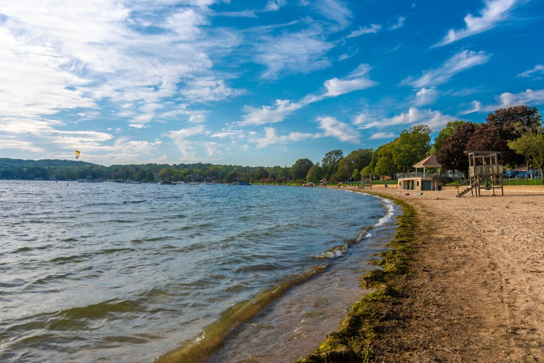 Public beach on Lake Geneva in Wisconsin