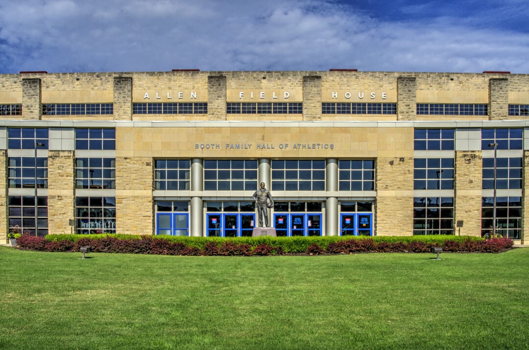 Exterior image of the Allen Fieldhouse at the University of Kansas