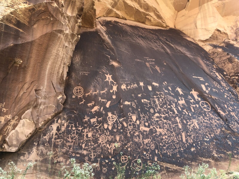 a rock inscribed with petroglyphs