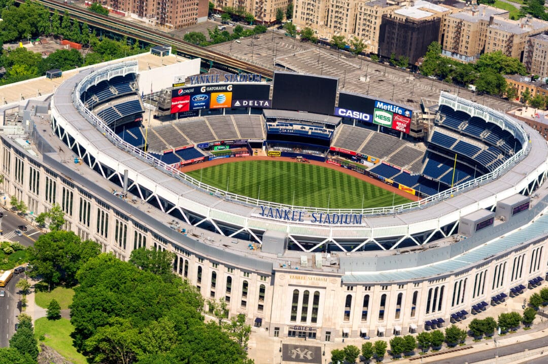 View of Yankee Stadium's baseball field from above
