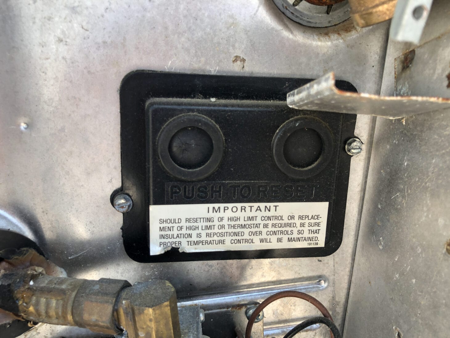 reset button on Suburban water heater