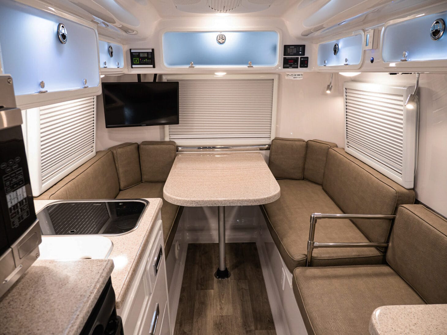 Small RV dinette and kitchen
