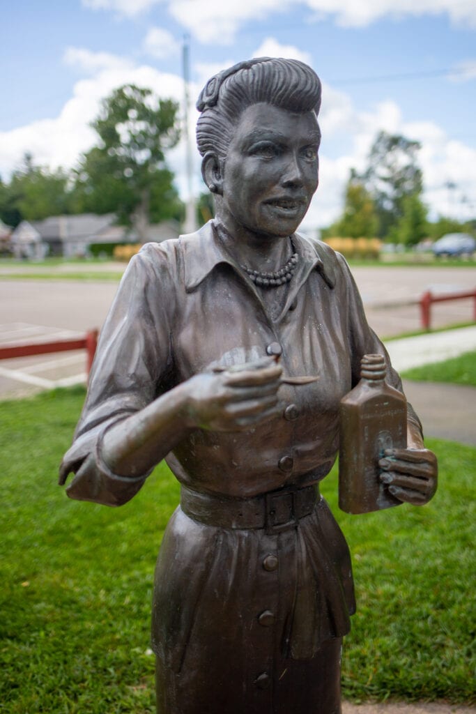 A Lucille Ball statue can be found in her hometown of Jamestown, NY
