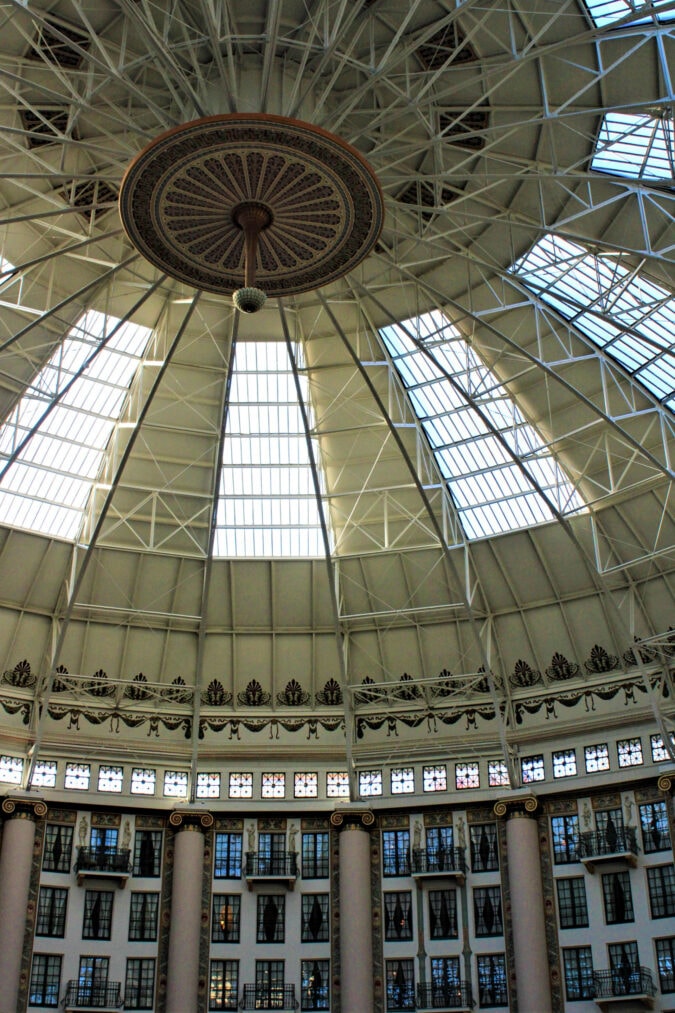 a domed glass atrium