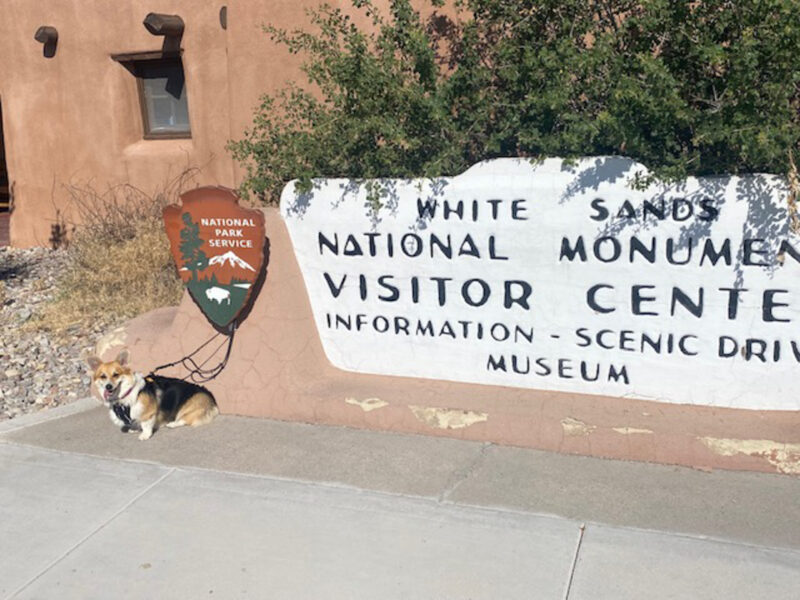 The entrance sign for White Sands National Park in Arizona.