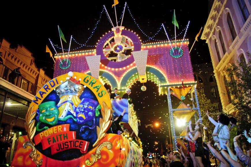 Let the good times roll at these Mardi Gras celebrations outside of New Orleans