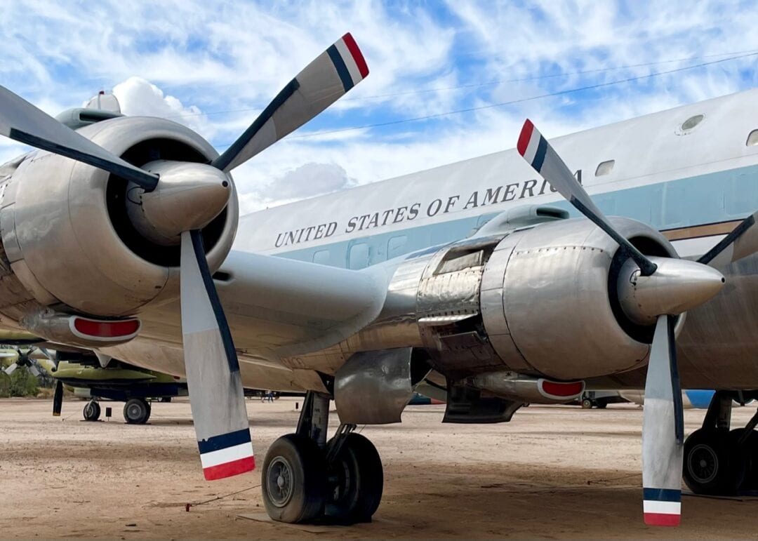 A close-up view of an airplane at Pima Air & Space Museum