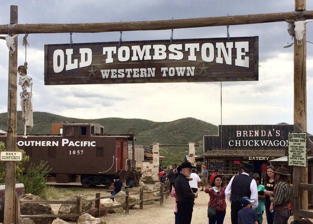 A wooden sign reads "Old Tombstone Western Town"