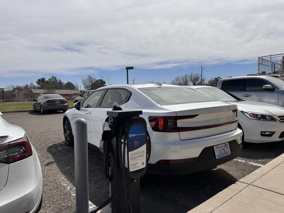The Polestar 2 electric car at a charging station